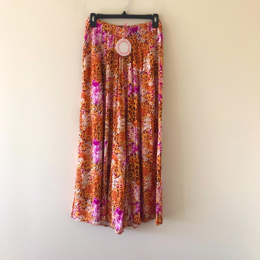 Umgee Cheetah Print Boho Wide Leg Palazzo Pants, NWT - Picture 2 of 16